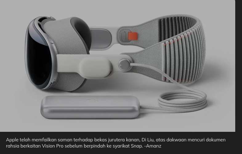 Apple saman bekas kakitangan didakwa curi rahsia Vision Pro