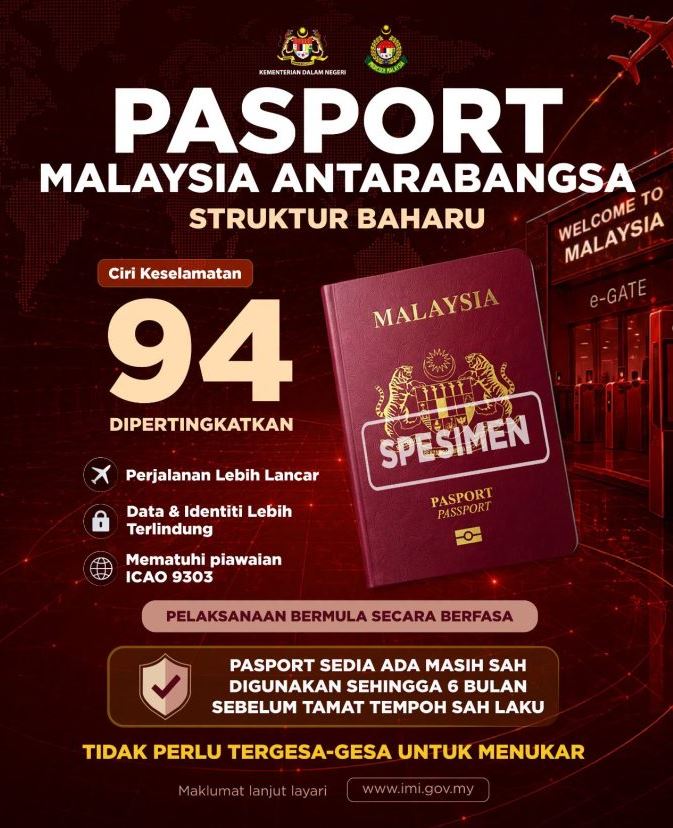 Pasport Malaysia dengan tempoh sah 10 tahun berkuat kuasa esok