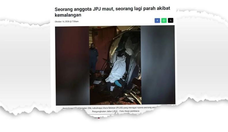 Lori rempuh anggota JPJ ketika pemeriksaan di PLUS disahkan hilang kawalan – Polis