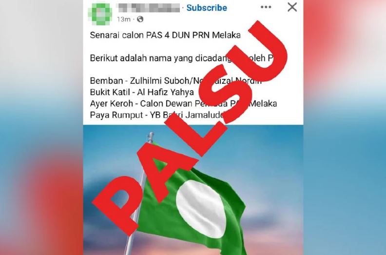 Senarai calon PAS Melaka tular, parti tampil nafi